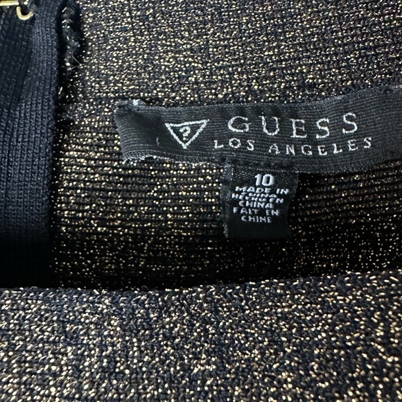 GUESS Bodycon Bandage Metallic Gold off the shoulder dress in US 10 M Black tie - Picture 9 of 11